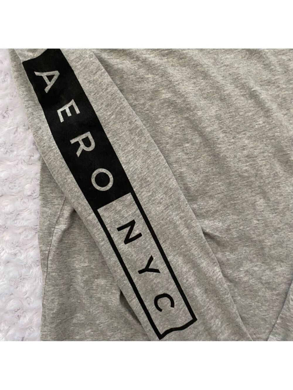 Aeropostale A87 New York Long Sleeve Tee | Gray & Black | Size S Men’s - Picture 4 of 5